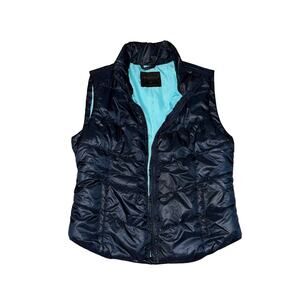 Aeropostale Navy Blue Quilted Full Zip Puffer Vest Mock Neck Size Large Snow